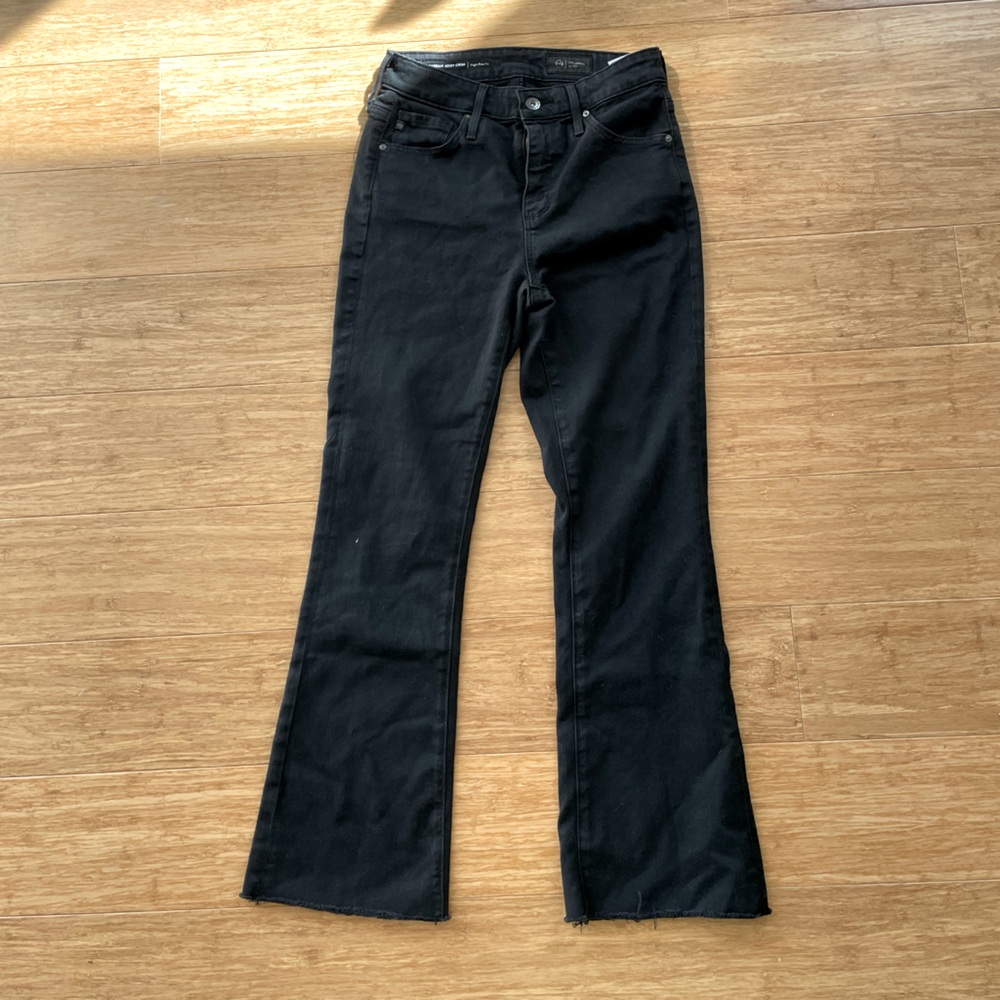 High-rise cropped AG black Farrah boot crop jeans 0 X small